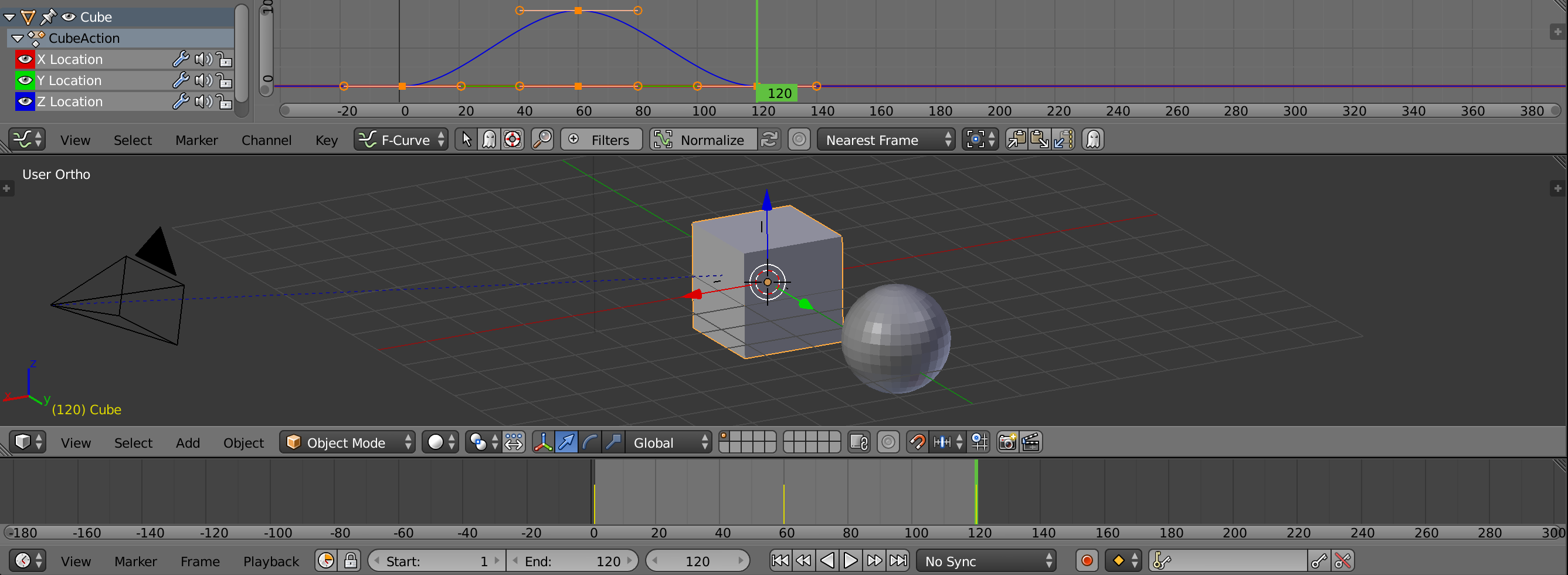 cube and sphere in blender 3d
